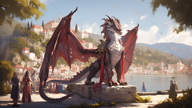 Drache, Fantasy, Edel, Stadt, Sonnig