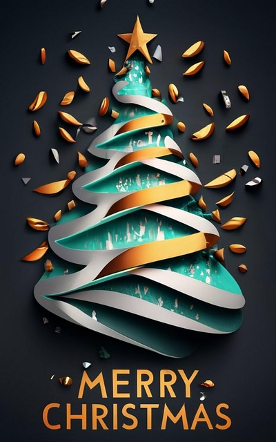 Christmas Tree, Star, Gold Leaves