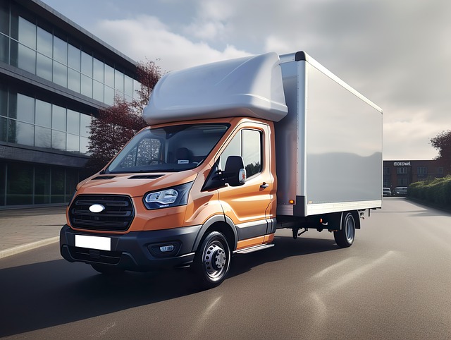 Free orange head ford luton tail lift illustration