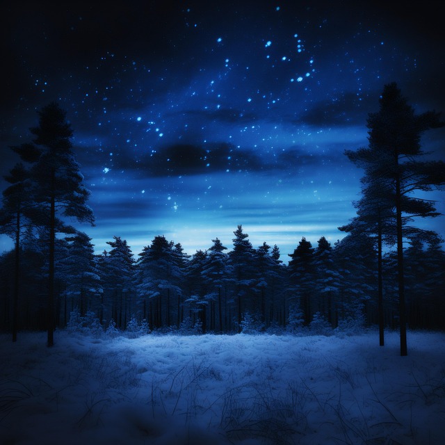 Free night sky snowy forest snow illustration