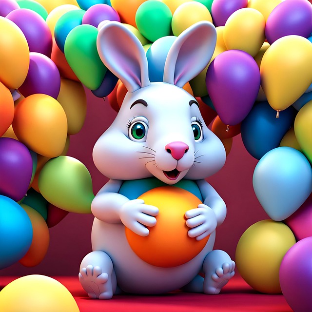 Free rabbit easter balloon illustration