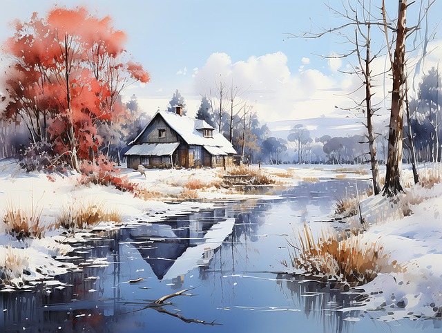 Free winter snow landscape illustration