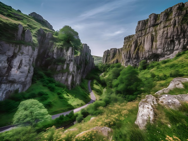 Free ai generated scenic drives cheddar gorge illustration