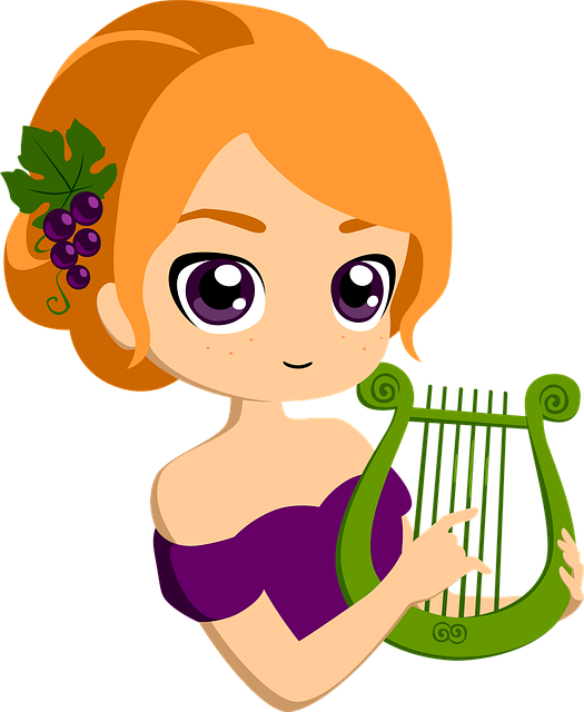 Free woman harp talent illustration