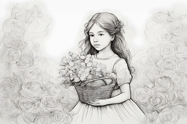Contorno, Dibujo, Joven, Niña, Agotador