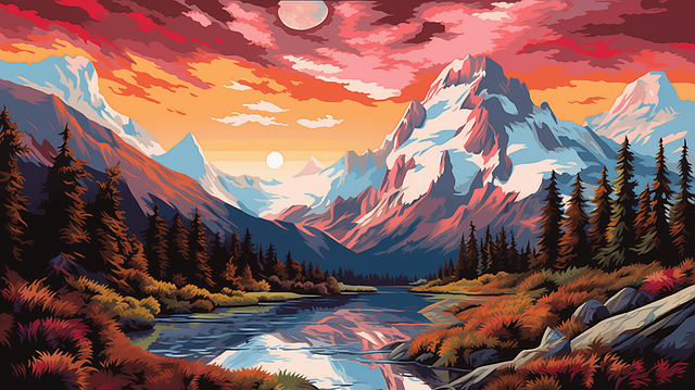 Download free HD stock image of Ai Generated Mountain Free ai generated mountain river illustration