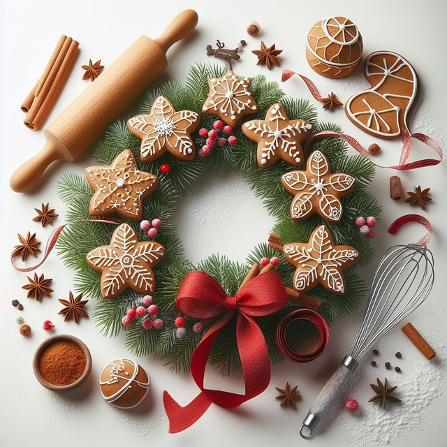 Free ai generated christmas wreath christmas cookie wreath illustration