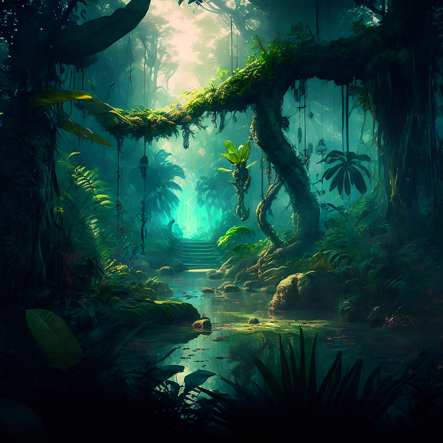 Free ai generated jungle forest illustration