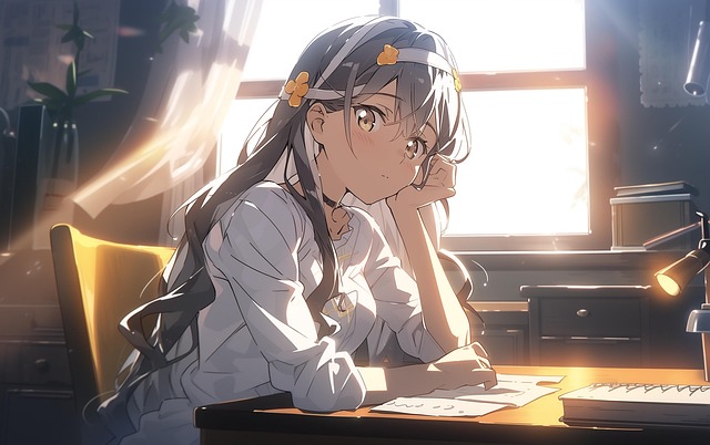 Free ai generated woman desk illustration