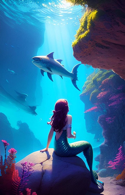 Free ai generated woman mermaid illustration