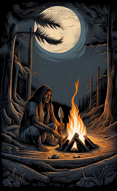 Free ai generated fire pit night illustration
