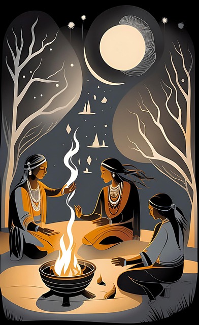 Free ai generated fire pit indigenous illustration