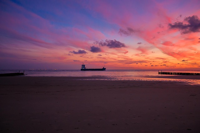 Meer, Strand, Schiff, Natur, Nacht