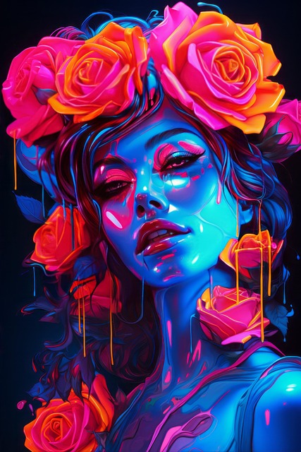 Free ai generated woman roses illustration