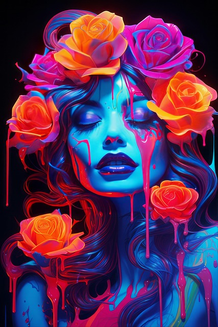 Free ai generated woman roses illustration