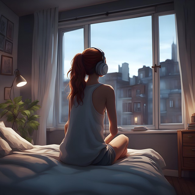 Free ai generated girl music illustration