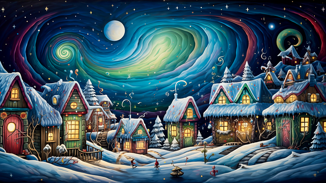 Ai Generado, Pueblo, Casas, Navidad