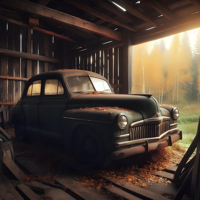 Free ai generated car abandoned illustration
