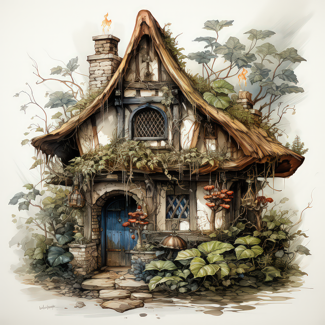 Free ai generated cottage nature illustration