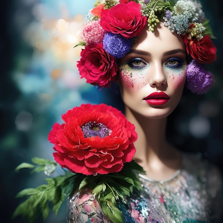 Download Woman, Portrait, Flowers. Royalty-Free Stock Illustration
