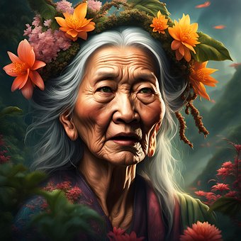 Ai Generiert, Natur, Frau, Alten, Modell