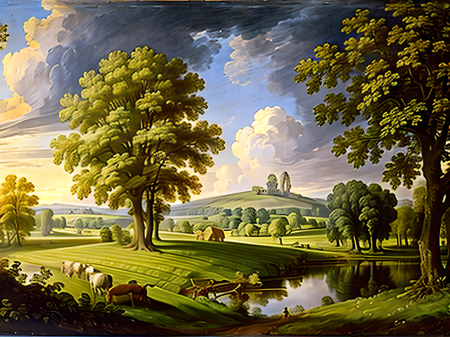 Free Green Landscape Painting illustration and picture