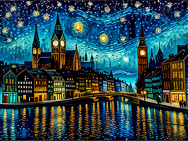 Free Starry Night City Night City Skyline illustration and picture