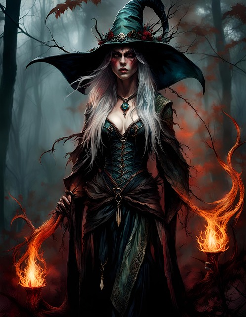 Free ai generated witch fire illustration