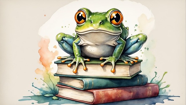 Free ai generated frog books illustration