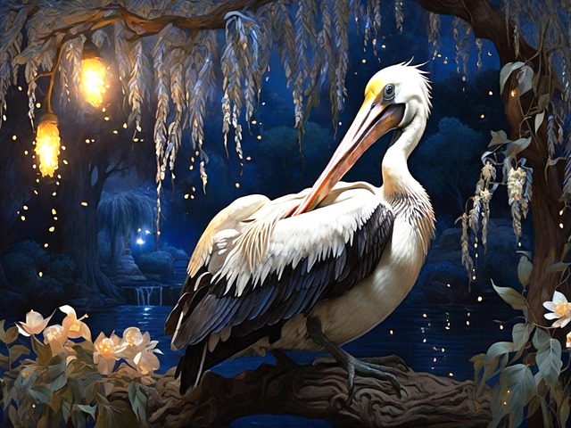 Free ai generated pelican willow illustration