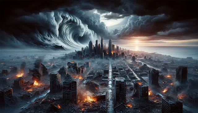 Free ai generated apocalypse tsunami illustration