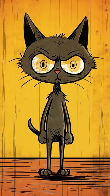 Free ai generated cat black cat illustration