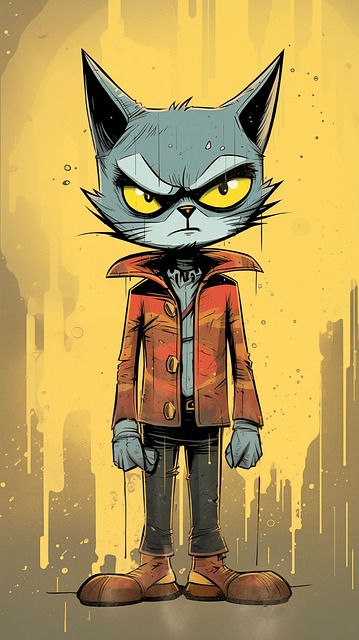 Free ai generated cat grey fur illustration