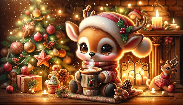 Free ai generated christmas reindeer illustration