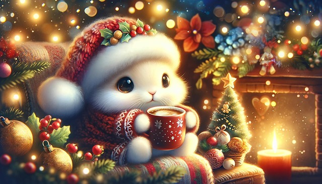 Free ai generated christmas rabbit illustration