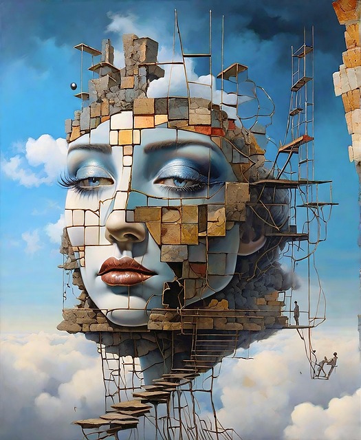 Free ai generated face mosaic illustration