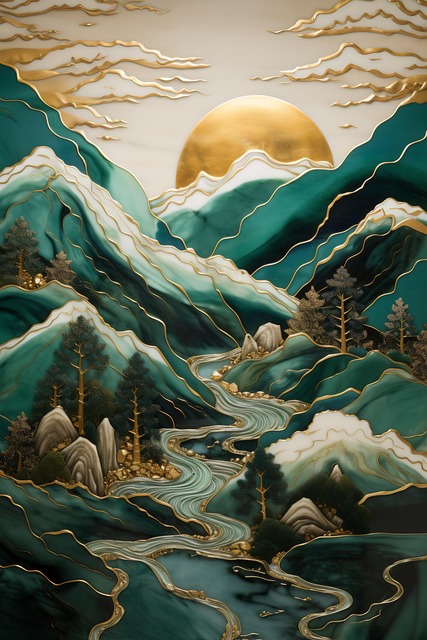 Free ai generated mountains river illustration