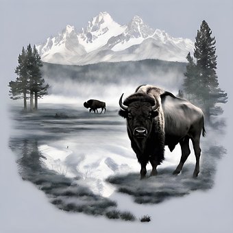 Free Buffalo Bison illustration and picture