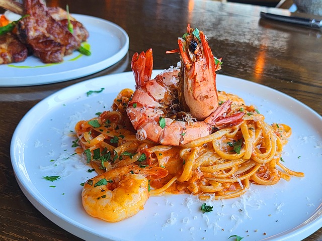 Free Plate Shrimp Pasta photo and picture