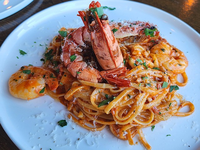 Free Plate Shrimp Pasta photo and picture