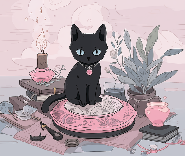 Free ai generated cat black cat illustration