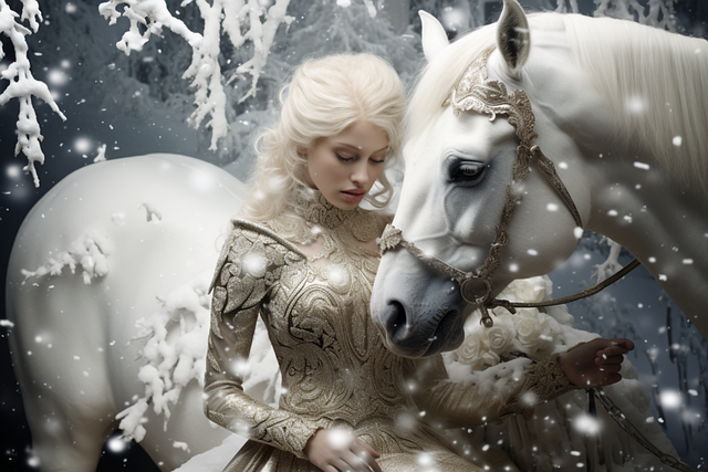Free ai generated woman horse illustration