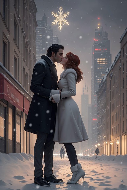 Free ai generated christmas couple illustration
