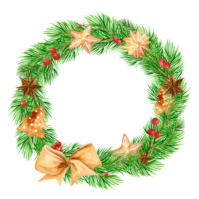 Weihnachten, Kranz, Kiefer, Aquarell