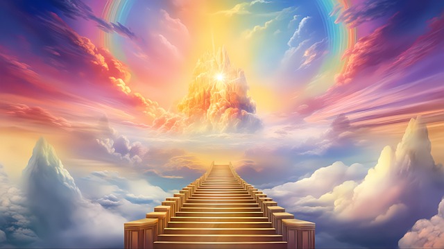 Free ai generated sky stairs illustration
