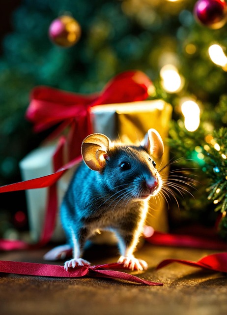 Free ai generated mouse christmas illustration