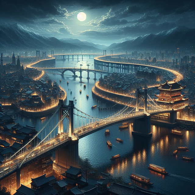 Free ai generated bridge city illustration