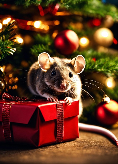 Free ai generated mouse christmas illustration