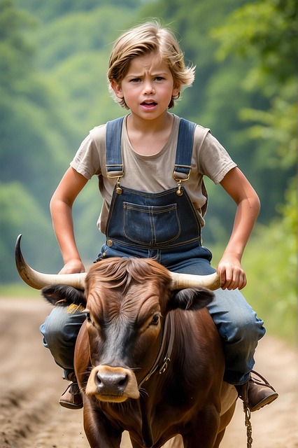 Free ai generated boy farmer illustration