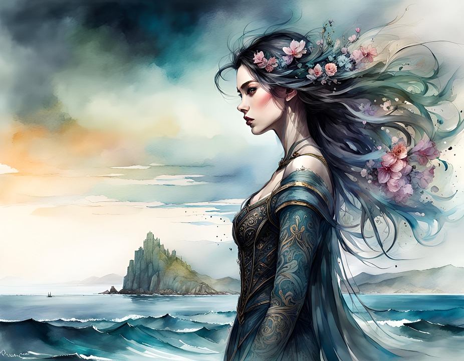Download Ai Generated Woman Sea Royalty-Free Stock Illustration Image ...